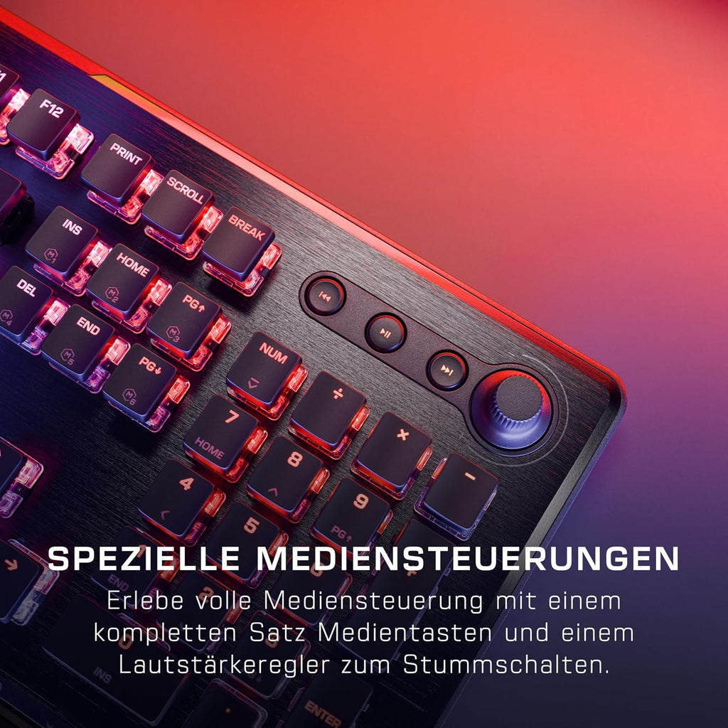 Turtle Beach Vulcan II Tactile mechanische RGB-Gaming-Tastatur DE Layout | Schwarz, TITAN-Mechanikschalter, RGB-Tasten, abnehmbare Handballenauflage, Mediensteuerung, Aluminiumplatte, Ziffernblock