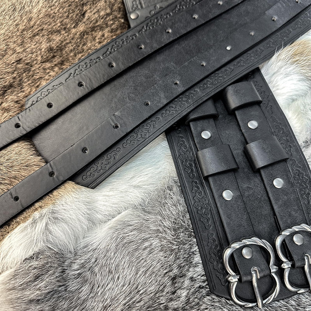 HiiFeuer Wikinger breiter Gürtel, mittelalterlicher Kunstleder Rüstungsgürtel Ritter Korsett Gürtel, LARP Halloween Kostüm
