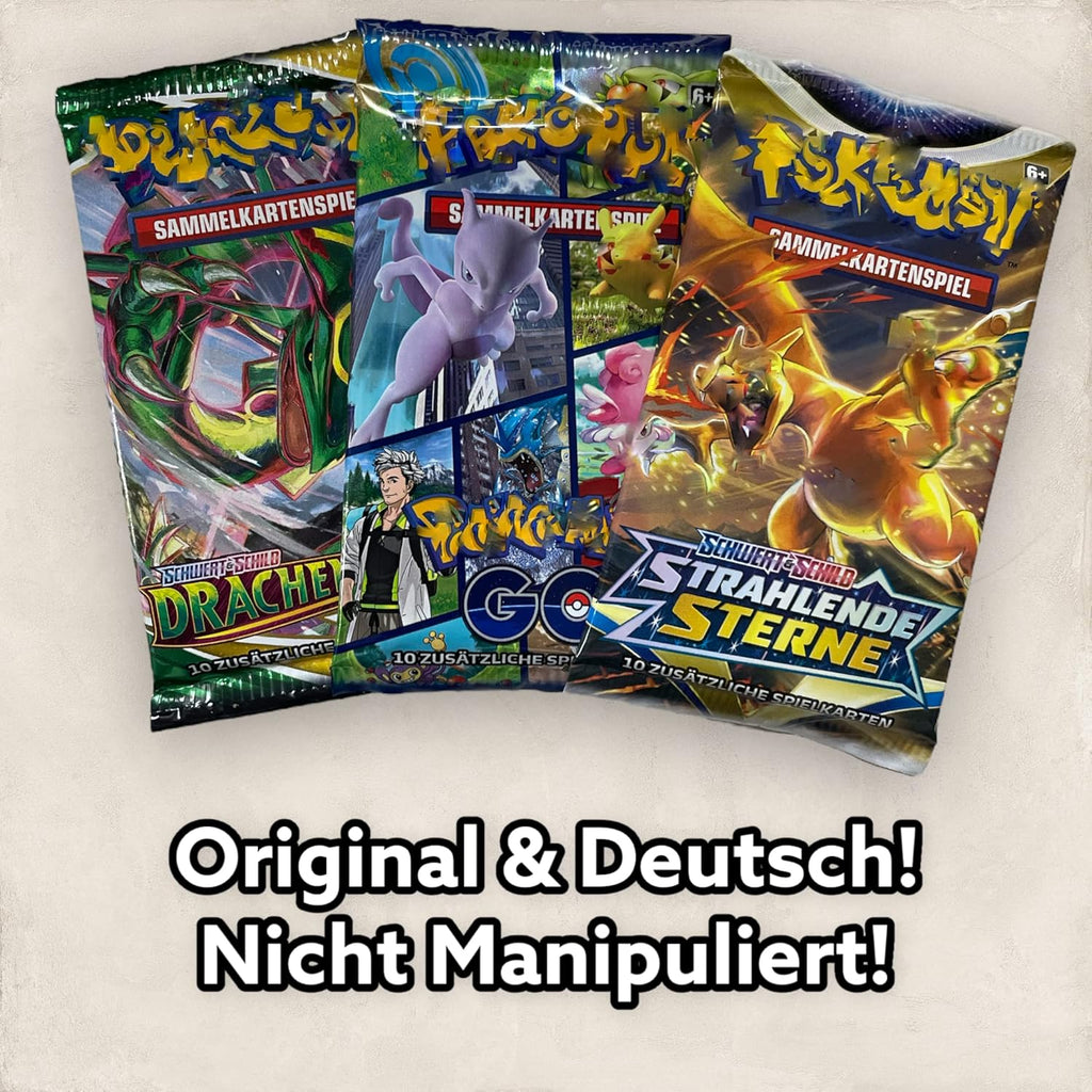 Heartforcards Shipping Protection compatible with Booster Packs + 3 PKM German Packs Original Mystery Trading Cards