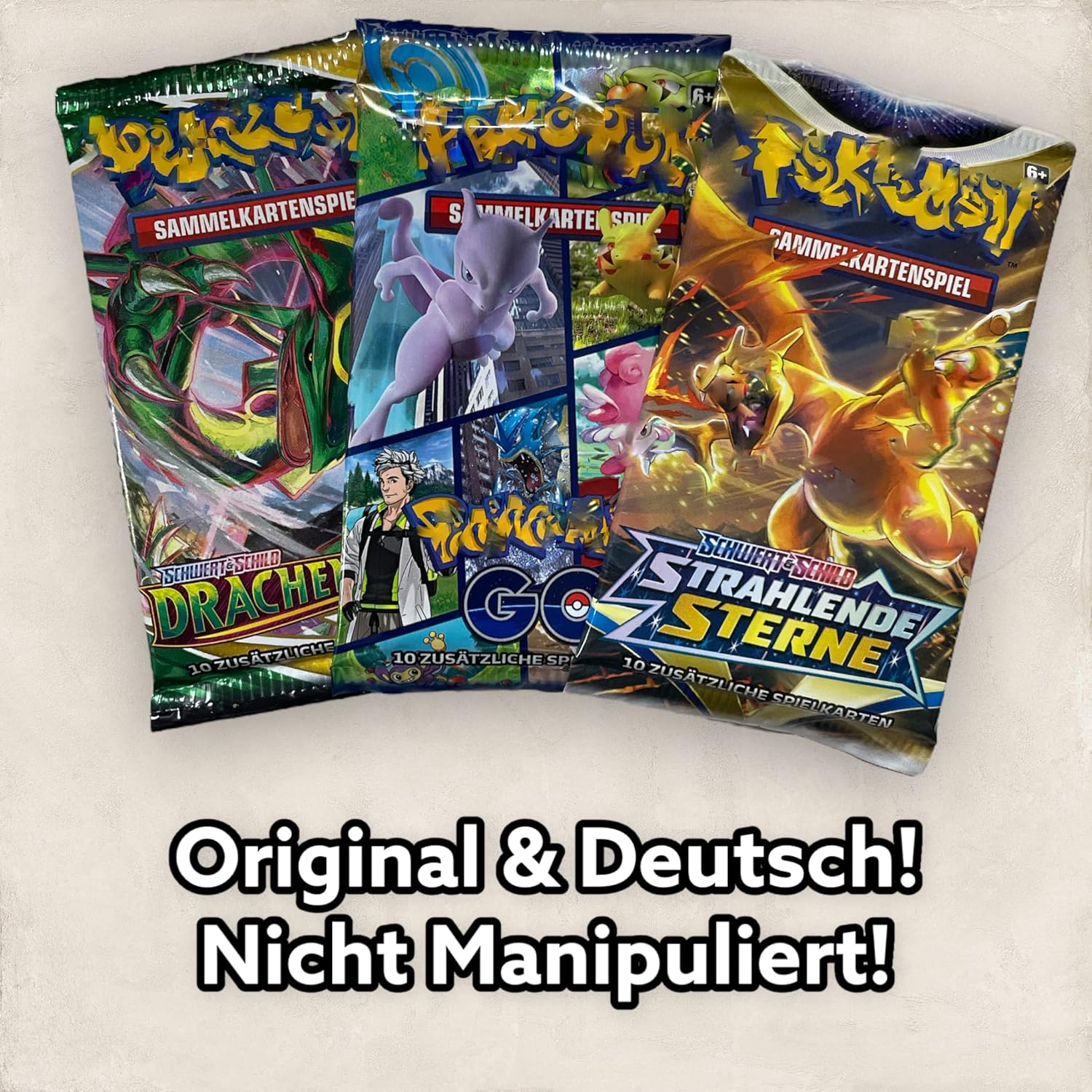 Heartforcards Shipping Protection compatible with Booster Packs + 3 PKM German Packs Original Mystery Trading Cards