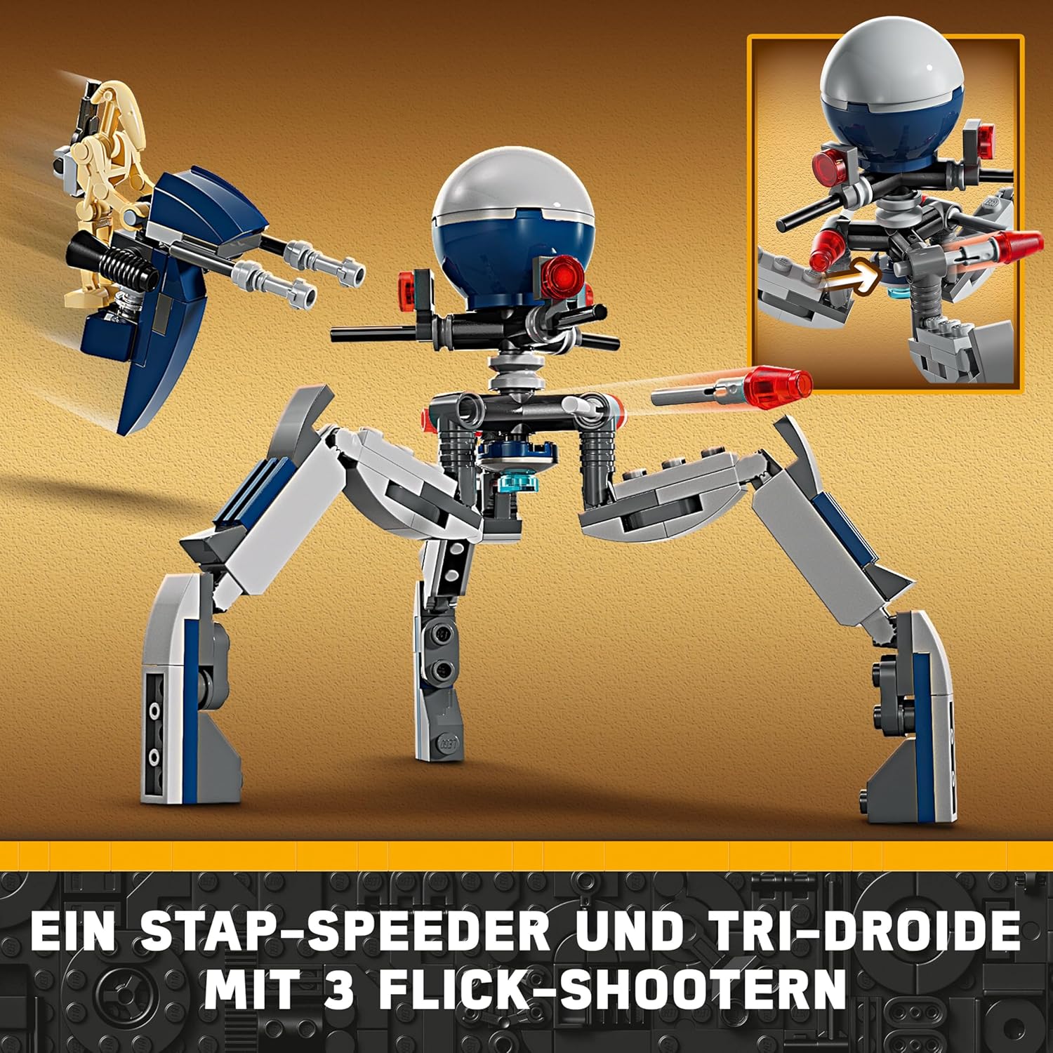 LEGO Star Wars 75372 Clone Trooper & Battle Droid Battle Pack, inkl. 4 Minifiguren, 5 Droiden und Speeder Bike mit Shooter - Bauspielzeug für Jungen und Mädchen ab 7 Jahren