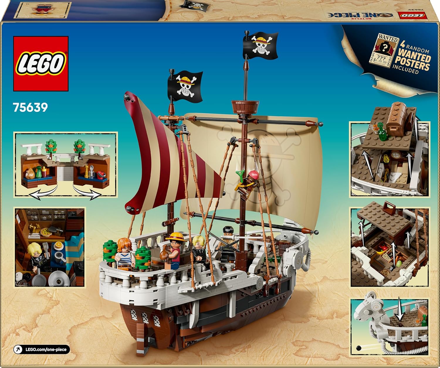LEGO ONE PIECE - The Pirate Ship Flying Lamb (Going Merry) - Playset with 5 Minifigures - incl. Luffy, Zoro & Nami - Building Toy - Gift for Boys, Girls & Fans from 10 Years - 75639