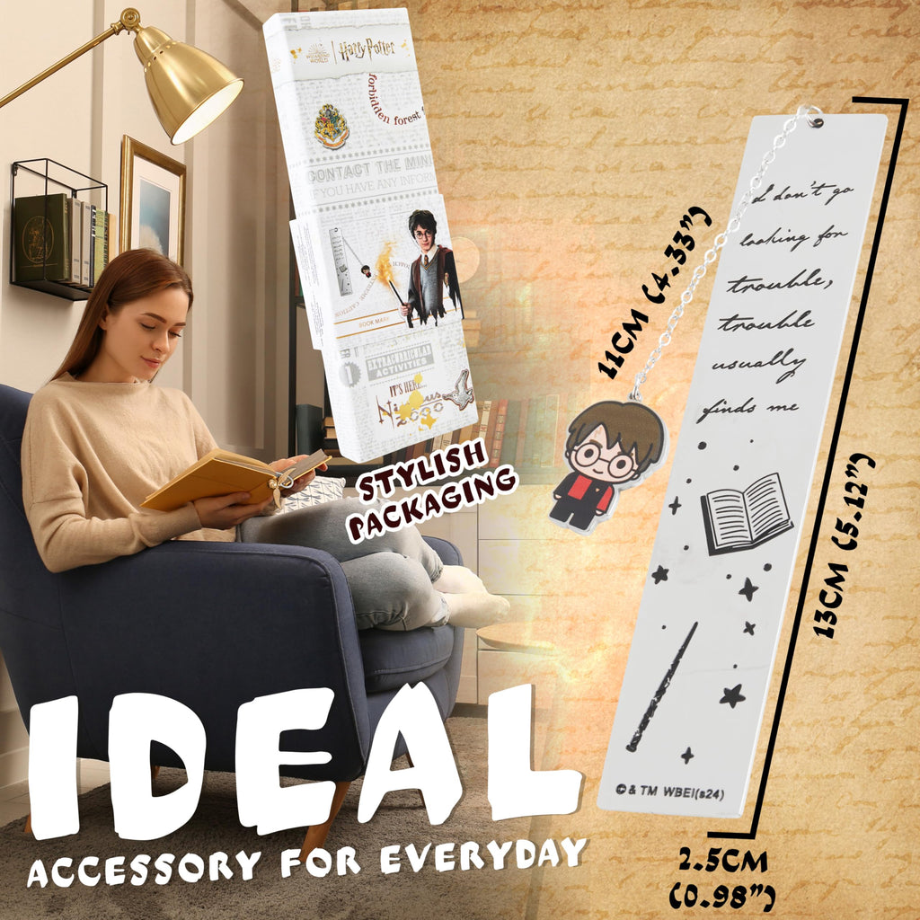 Harry Potter Lesezeichen Metall mit Anhänger, Schön Lesezeichen Kinder, Erwachsene und Lehrer, Magisches Thema Bücher Zubehör, Geschenke für Buchliebhaber (Silber/Gold)