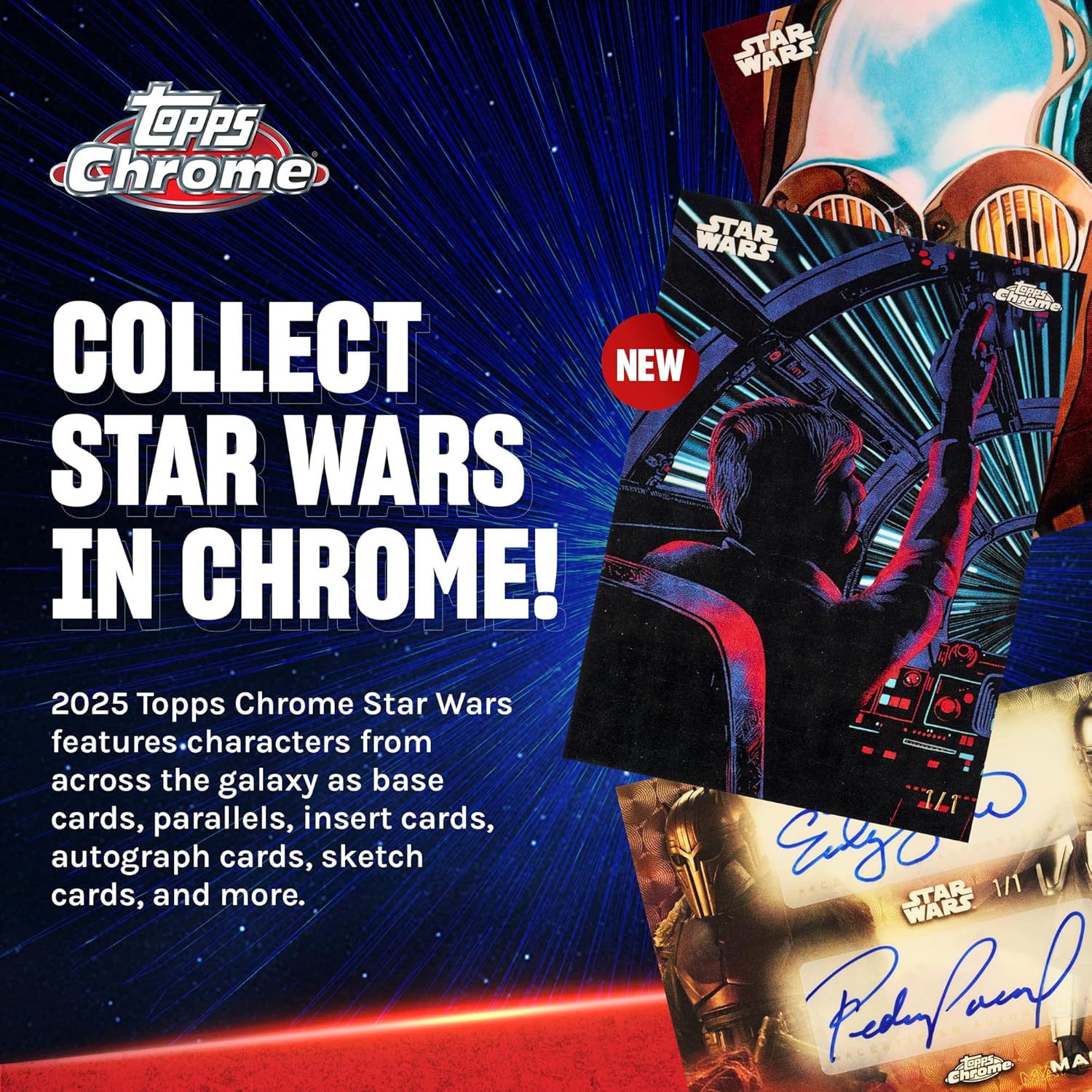 2025 Topps Chrome Star Wars – Fabrikversiegelt – Wertbox