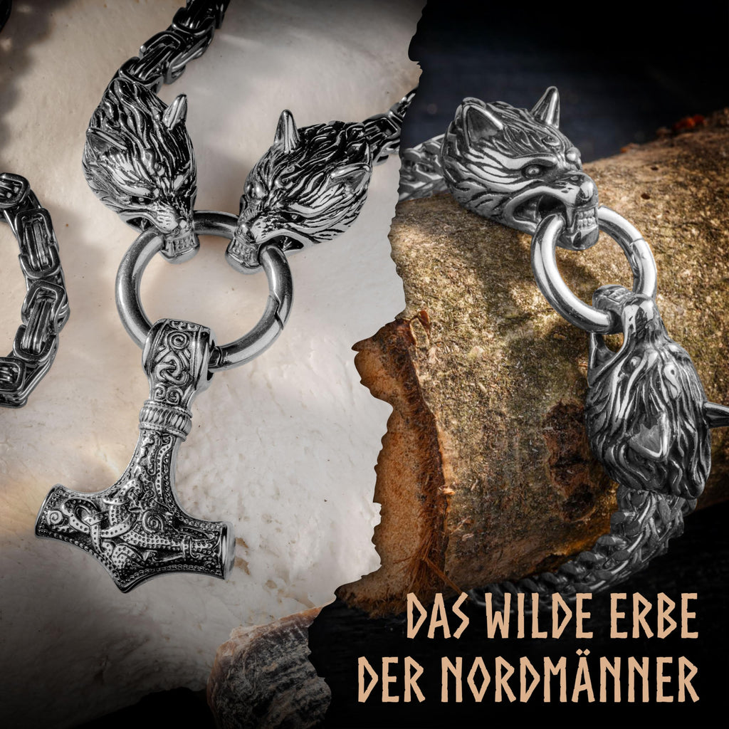 VIKING CRAFT Wikinger Halskette Herren Edelstahl - 60cm Wikinger Schmuck Kette Herren - Wikinger Deko, Wikinger Kette, Wikinger Geschenke für Männer Schmuck, LARP