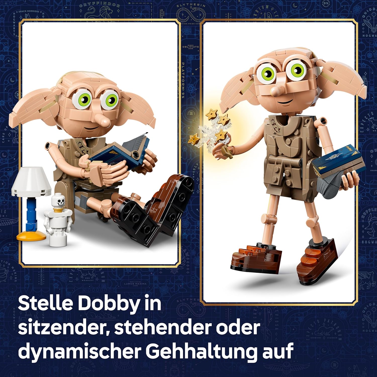LEGO Harry Potter Dobby the Free Elf Toy - Model Convertible into a Kreacher Figure - DIY Kids' Room Decor - Gift for Girls, Boys, and Fans Ages 8+ - 76469