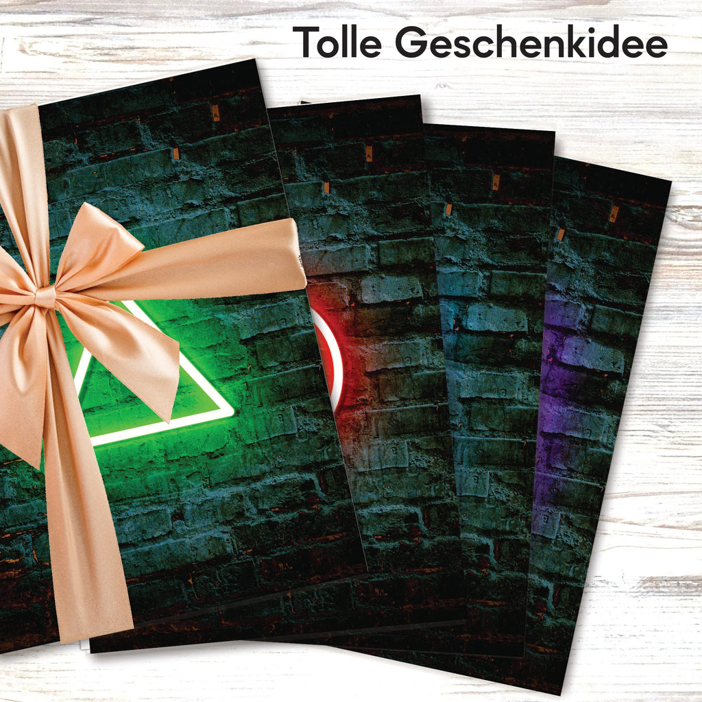 mojoliving Gaming Zimmer Deko Bilder | Poster Wand für Gamer Jugendzimmer | Set mit Neon Sign Motive | Coole Geschenke für Gamer | Zocker Bilder Wand | Neon Wandbild