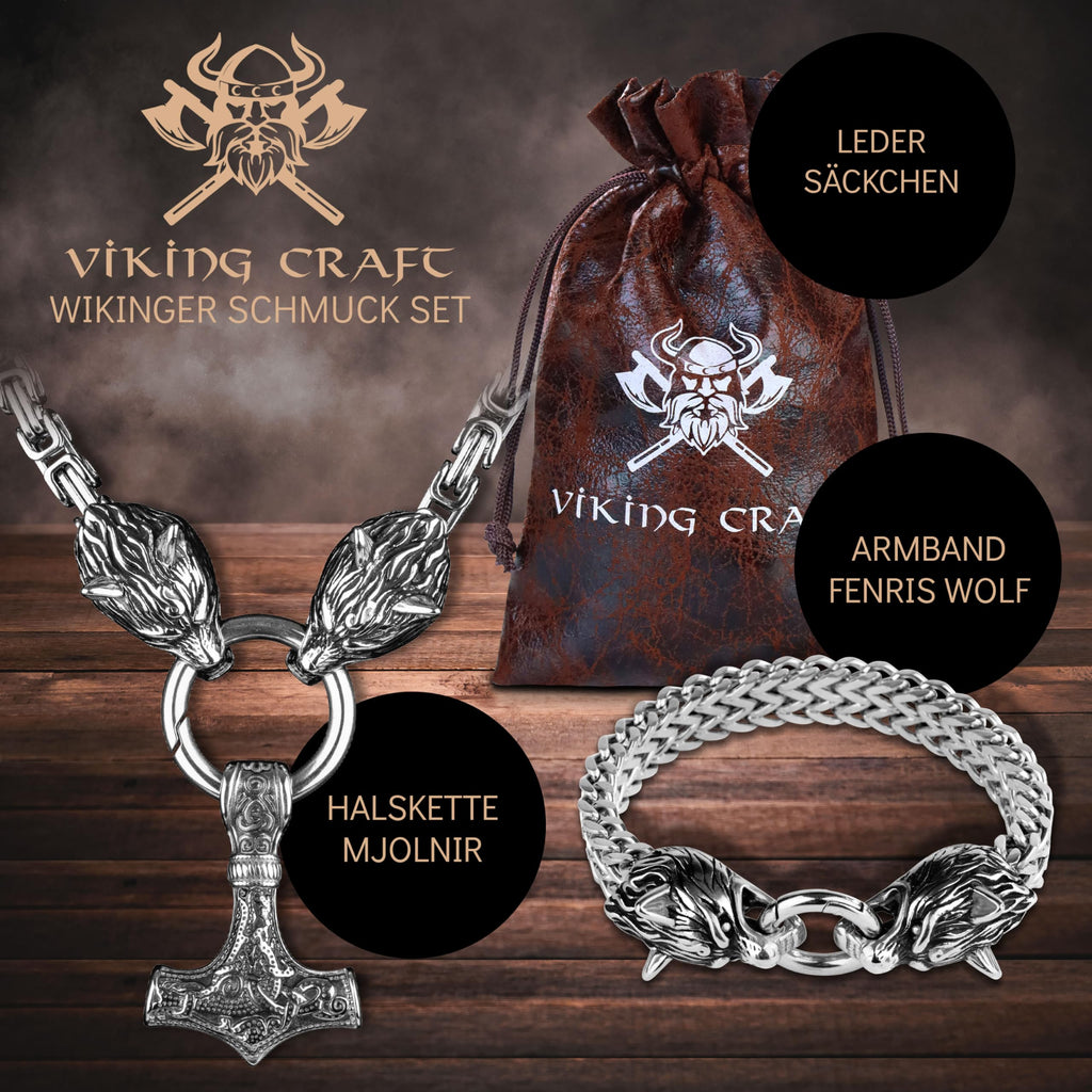 VIKING CRAFT Wikinger Halskette Herren Edelstahl - 60cm Wikinger Schmuck Kette Herren - Wikinger Deko, Wikinger Kette, Wikinger Geschenke für Männer Schmuck, LARP