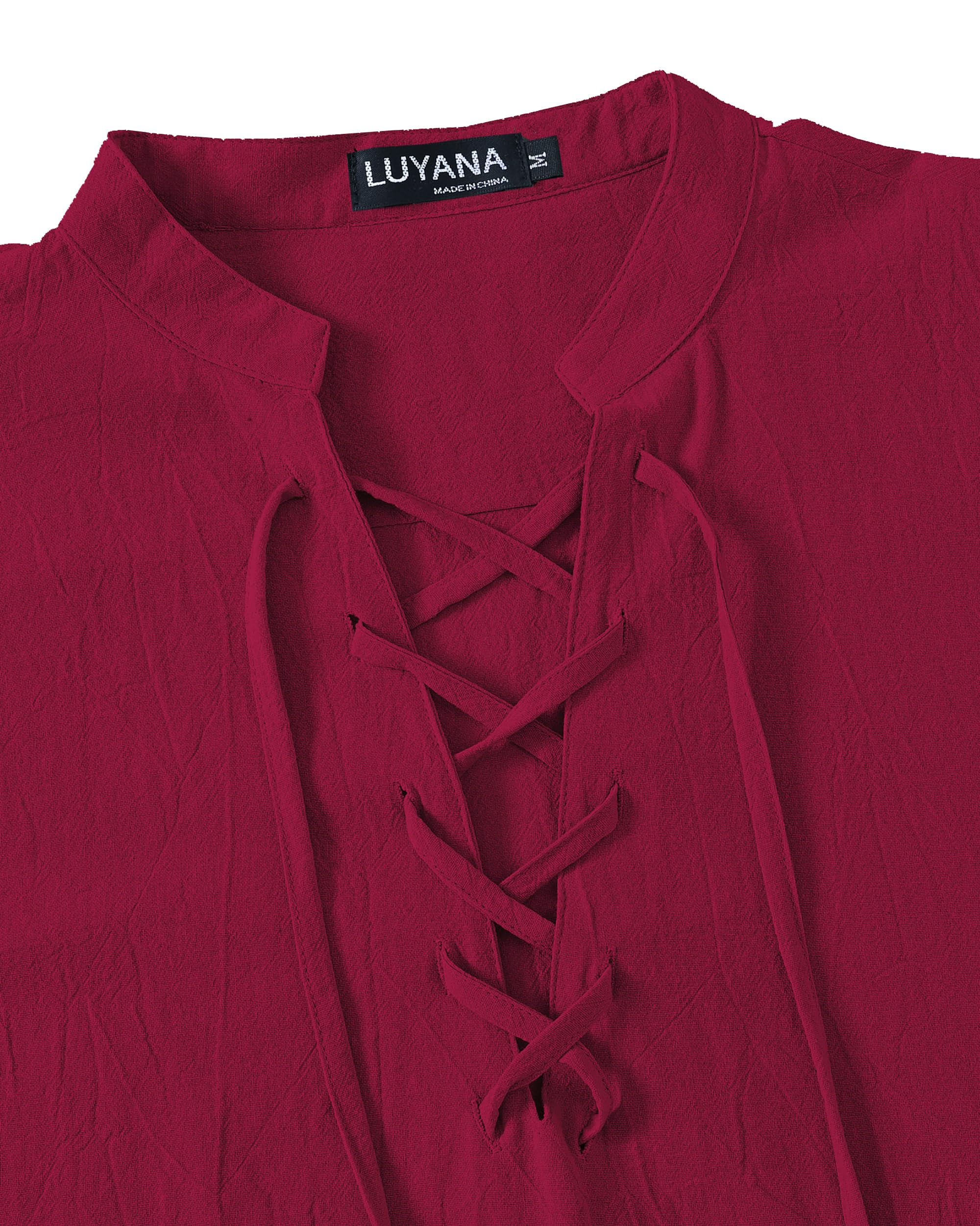 LUYANA Leinenhemd Herren Langarm Freizeithemd Ghillie Kilt Shirt