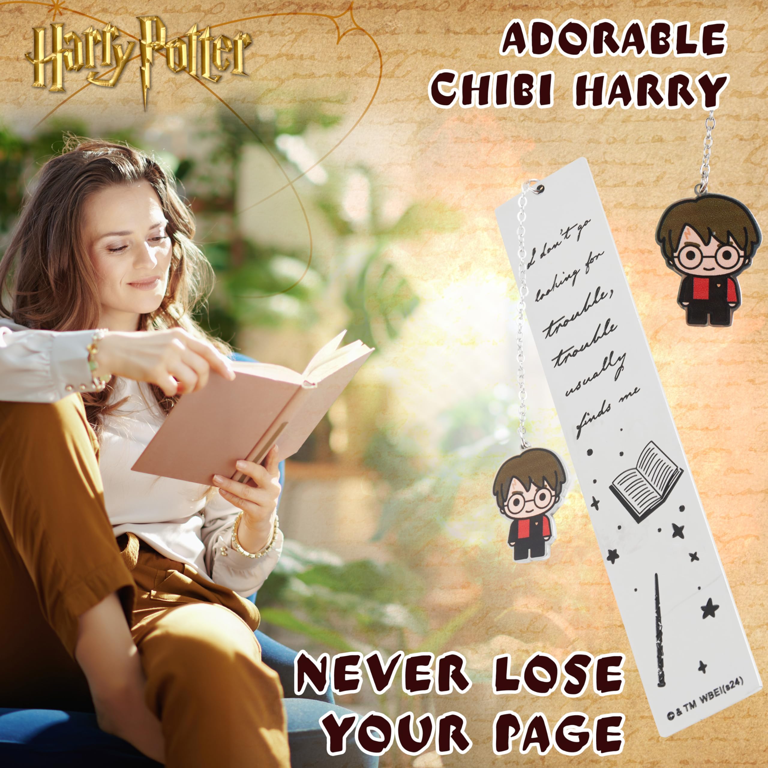 Harry Potter Metal Bookmark with Charm, Beautiful Bookmark for Kids, Adults, and Teachers, Magical Themed Book Accessories, Gifts for Book Lovers (Silver/Gold)