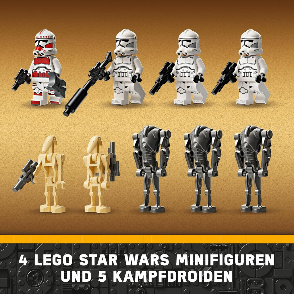 LEGO Star Wars 75372 Clone Trooper & Battle Droid Battle Pack, inkl. 4 Minifiguren, 5 Droiden und Speeder Bike mit Shooter - Bauspielzeug für Jungen und Mädchen ab 7 Jahren