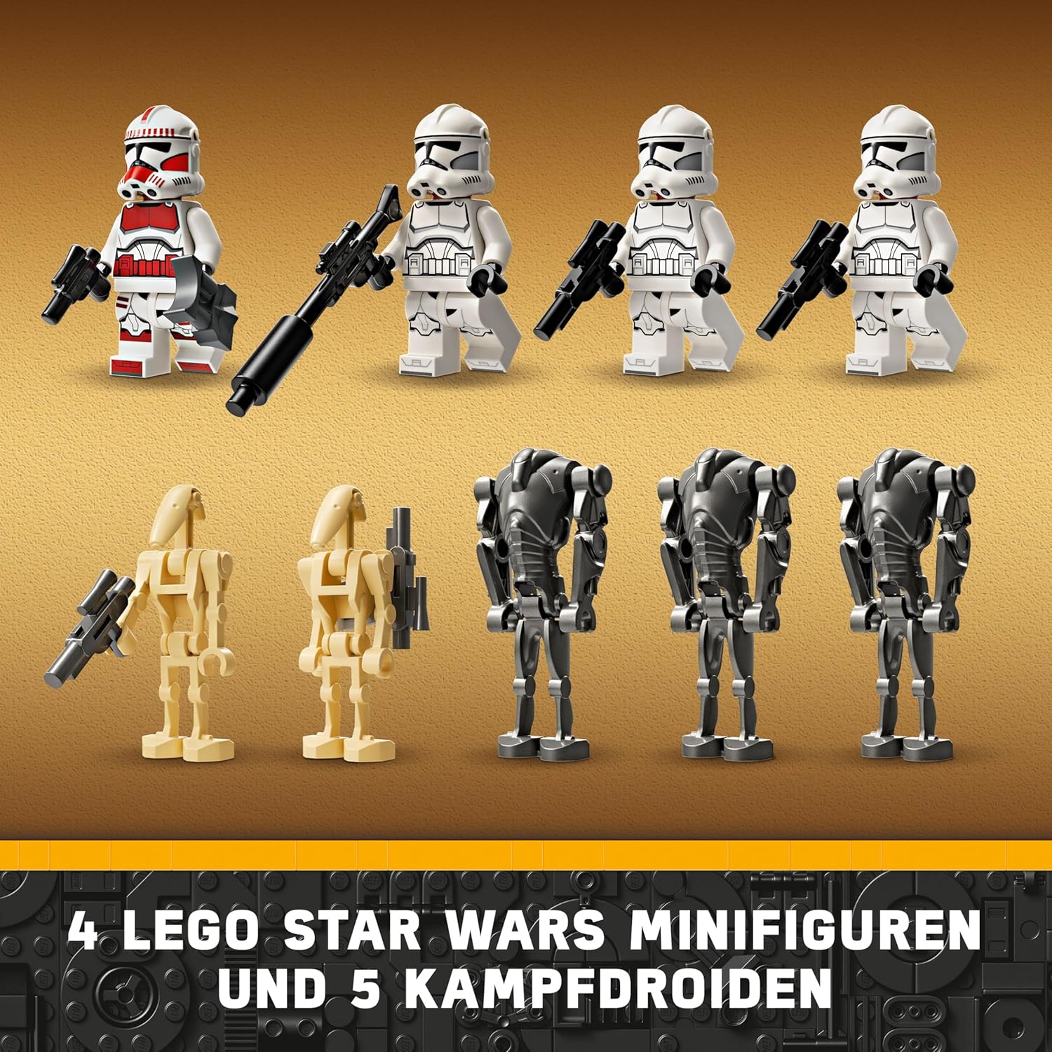 LEGO Star Wars 75372 Clone Trooper & Battle Droid Battle Pack, inkl. 4 Minifiguren, 5 Droiden und Speeder Bike mit Shooter - Bauspielzeug für Jungen und Mädchen ab 7 Jahren
