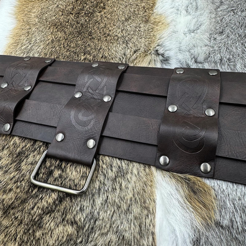 HiiFeuer Wikinger breiter Gürtel, mittelalterlicher Kunstleder Rüstungsgürtel Ritter Korsett Gürtel, LARP Halloween Kostüm