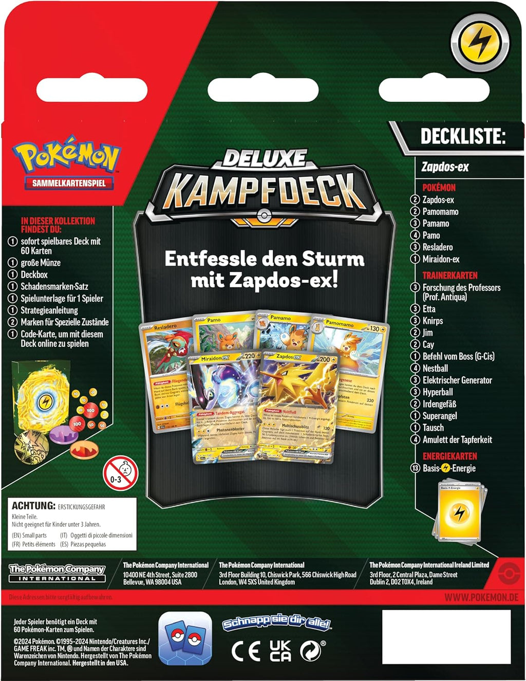 Pokémon-Sammelkartenspiel: Deluxe-Kampfdeck Zapdos-ex (sofort spielbares Deck mit 60 Karten & Zubehör)