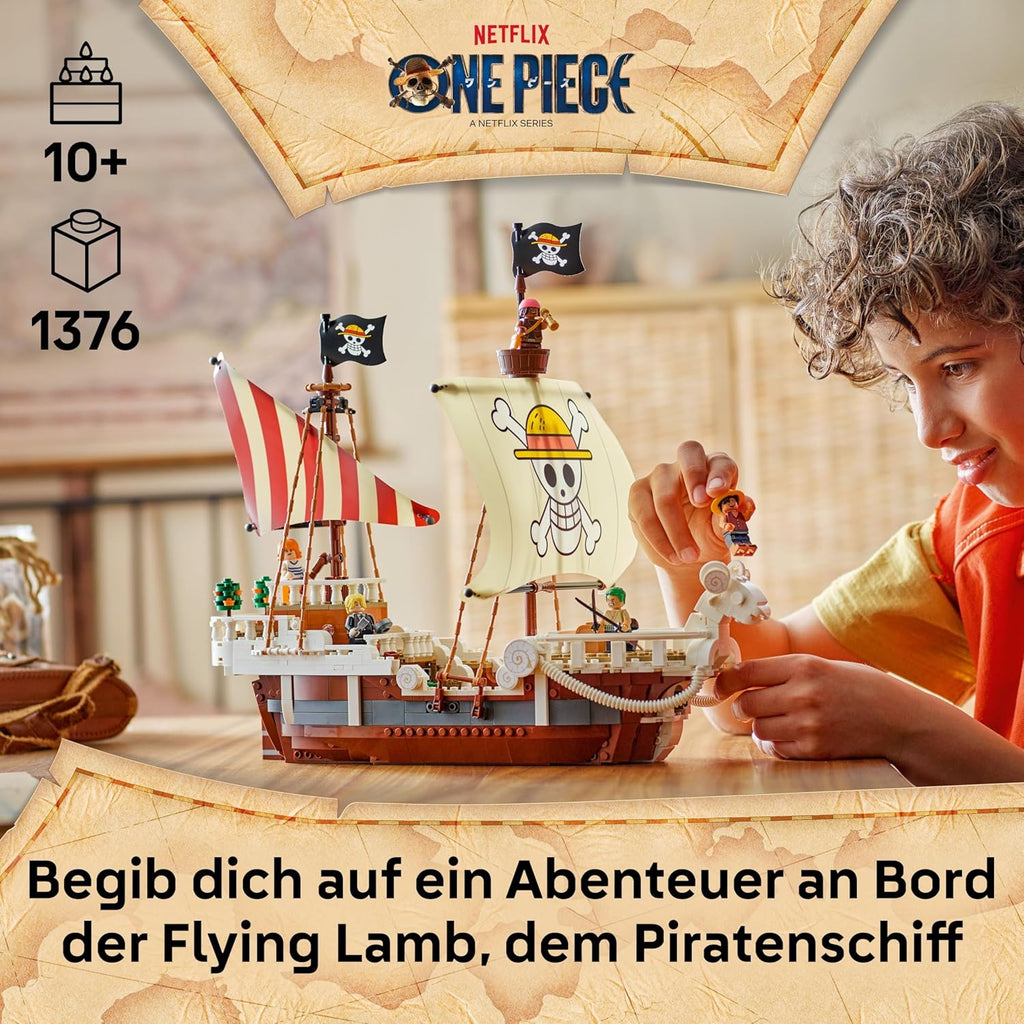 LEGO ONE PIECE - The Pirate Ship Flying Lamb (Going Merry) - Playset with 5 Minifigures - incl. Luffy, Zoro & Nami - Building Toy - Gift for Boys, Girls & Fans from 10 Years - 75639