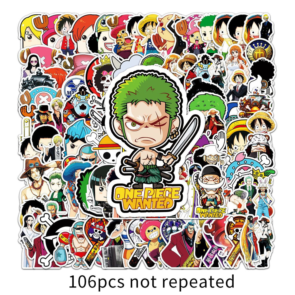 100 Stück One Piece Aufkleber für Wasserflaschen, Laptop, Computer, Skateboard, niedliches Aufkleber-Geschenk für Kinder, Teenager, wasserdicht