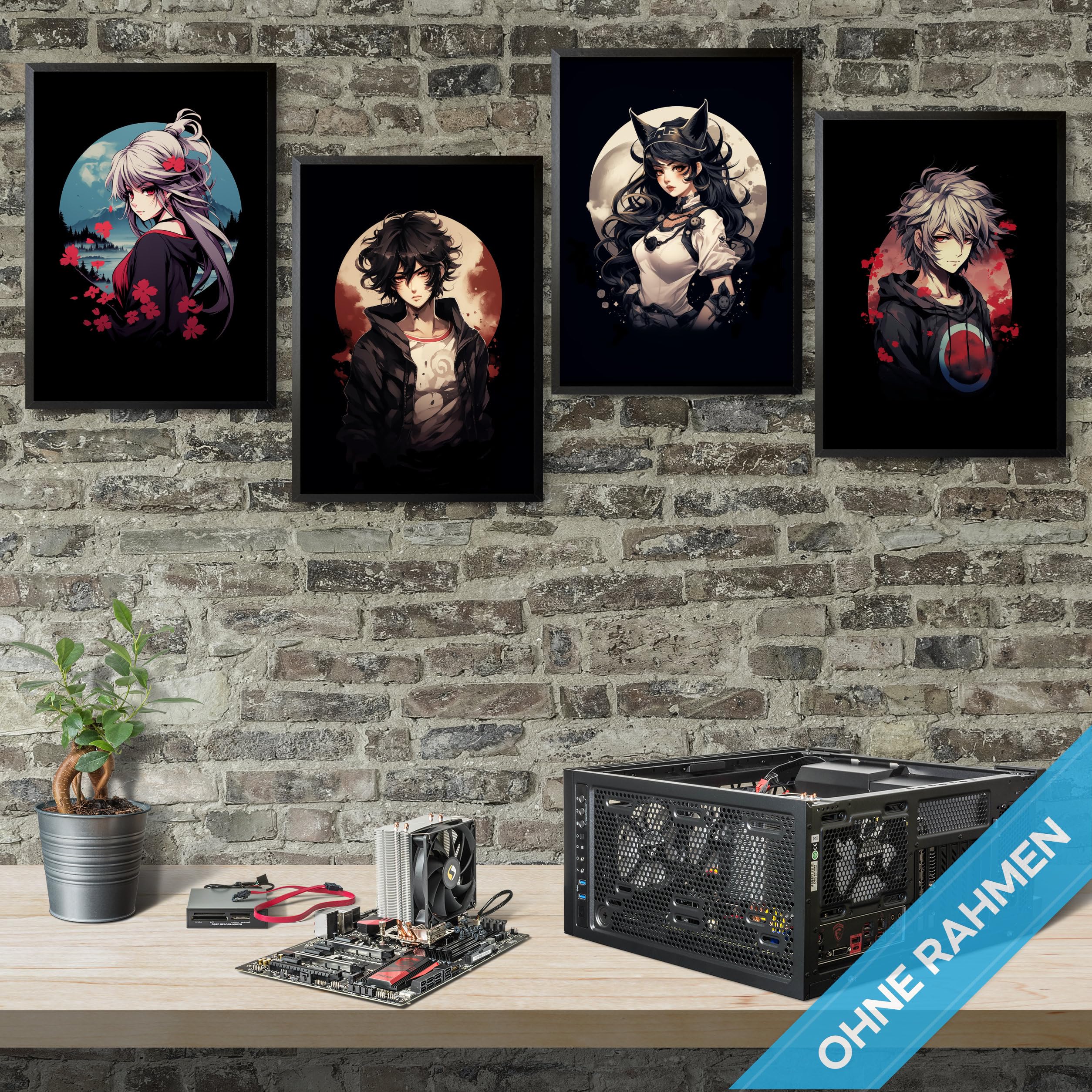 mojoliving Gaming Zimmer Deko Bilder | Poster Wand für Gamer Jugendzimmer | Set mit Neon Sign Motive | Coole Geschenke für Gamer | Zocker Bilder Wand | Neon Wandbild