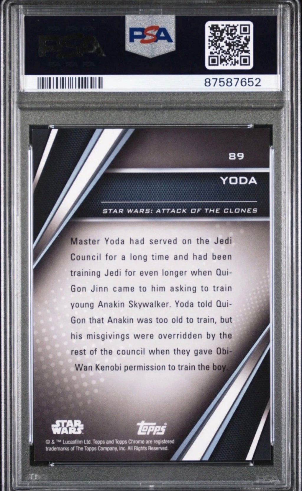 YODA 2023 Topps Star Wars Chrome Black Blue #89/75 PSA10