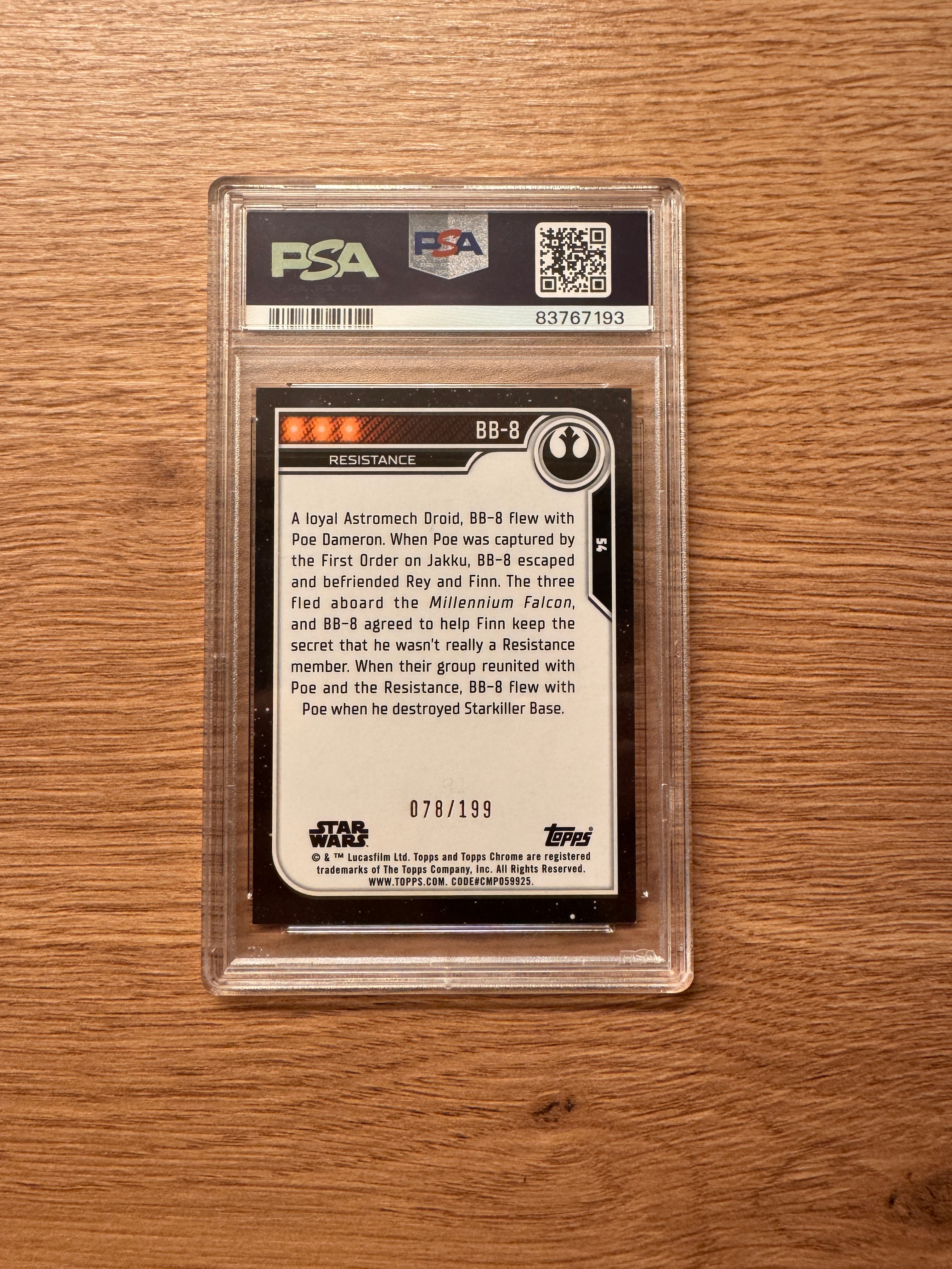 BB-8 – Aqua Refractor #54 (PSA 9 Mint) | 2023 Topps Chrome Star Wars | Limitiert auf 199 Exemplare
