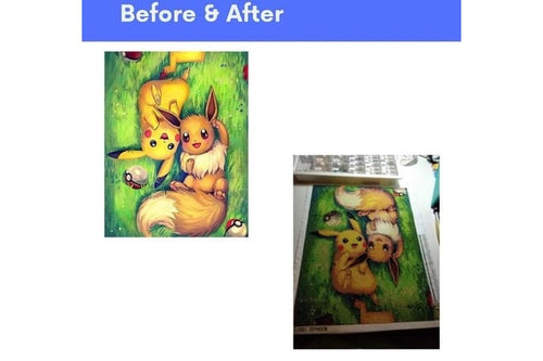 Diamond Painting - 30 x 40 cm| Pikachu & Eevee - Pokemon